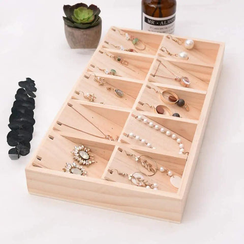 Chill Solid Wood Jewelry Tray Keeps Your Bling Totally Snag Free With A Dang Cool Pendant Grid built in for organizing earrings.