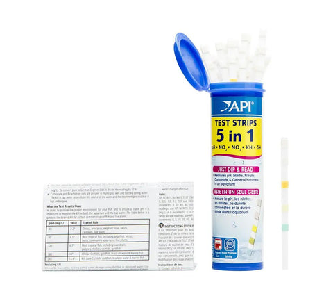 Heavy Duty 5 In 1 Aquarium Test Strips Freshwater And Saltwater Fish Tank Monitor PH Nitrite Nitrate Carbonate Hardness 25 Count Box