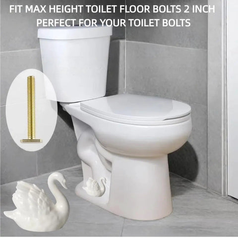 Upgrade Your Bathroom Game With Super Slick Ceramic Toilet Bolt Caps Featuring A Chic White Swan Design And Decorative Screw Covers That Totally Level Up Your Home Aesthetic And Keep Things Looking Fresh. White ceramic swan toilet bolt caps fitting 2-inch bolts in modern bathroom.