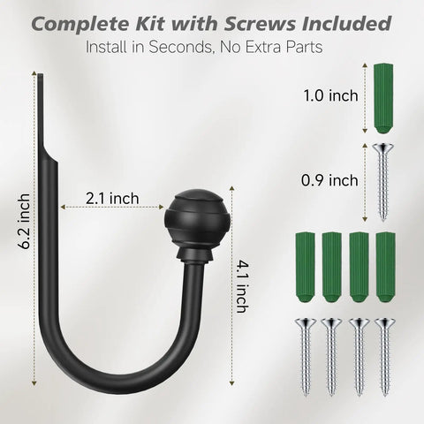 Premium Matte Black Curtain Holdbacks Set Of 2 Heavy Duty Wall Mounted Drapery Tieback Hooks Including Screws And Drywall Anchors For No Sweat Setup And Fresh Window Glow