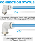 Push To Connect M5 Pneumatic Fitting, 2 Pack 6mm Air Elbow Quick Connector installation process illustration
