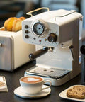 Semi Automatic Espresso Machine With 15 Bar Pressure, Dual Temperature Control, Steam Milk Frother, Retro White Coffee Maker