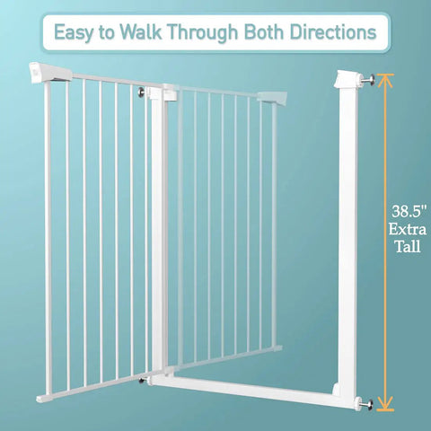 Extra Tall Baby Gate 38 Inch High For Stairs And Doorways Extra Wide 57 To 59 Inch Pressure Mounted Indoor Gate with Auto Close feature