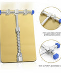 Versatile PCB Soldering Clamp For 3mm To 8mm Boards Gold Finish Stainless Steel Bench Fixture with precision adjustment