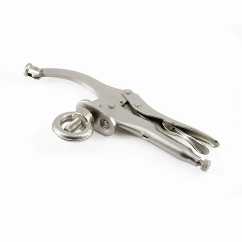 Heavy Duty 9 Inch Drill Press Locking Clamp For Precise Workholding with quick release, slot mount, 2 inch jaw, 3 inch throat.