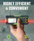 Two Way Laser Distance Meter With Angle Sensor And Pythagorean Mode, 393 Feet Range, Rechargeable Laser Measure With Color Backlit LCD Display, Area And Volume Calculations For Quick Efficient Jobsite Measurements hand-held on site