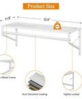 Heavy Duty Workhorse Wall Mounted Closet Shelves With Hanging Rod Four Pack Floating White Wire Shelving For Laundry Room And Garage Organization Straight Shooter Setup size 32.6x11.8 inches