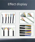 Effect display of stripped double sheath cables showing clean cuts by Touch Screen Electric Wire Stripping Machine For Double Sheath Cable Cutting And Stripping Precise Parameter Adjustment Effortless Operation For Copper Recycling And Workshop Projects Clean Results With Auto Feed.