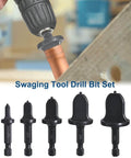5 Piece Swaging Drill Bit Set For Copper Pipe Flaring, Portable Tube Expander Kit With 1/4, 3/8, 1/2, 5/8 And 3/4 Inch Bits