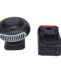 Portable Battery Car Heater Packed With A Massive 12000mAh Cell And Lightning Fast Heat showing black compact design with heating element and battery.