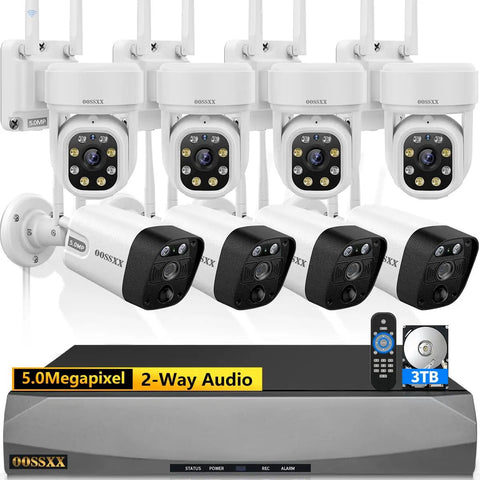 Auto Tracking And Two Way Audio Wireless Outdoor Security Camera System With WiFi Cameras And DVR Set, 16 Channel NVR