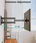Extension adjustment for Full Motion TV Wall Mount for 13 to 32 inch LED LCD displays, showing 2"-15" range.