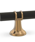10 Pack Matte Black and Champagne Bronze Knurled Cabinet Knobs and Drawer Pulls, Solid Aluminum and Zinc Alloy Hardware, close-up view.
