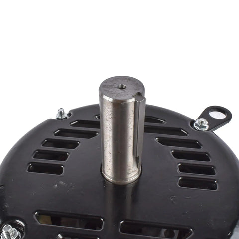 Top Notch 5 HP Single Phase Industrial Air Compressor Electric Motor At 1725 RPM With Heavy Duty Black Finish view of top with shaft.