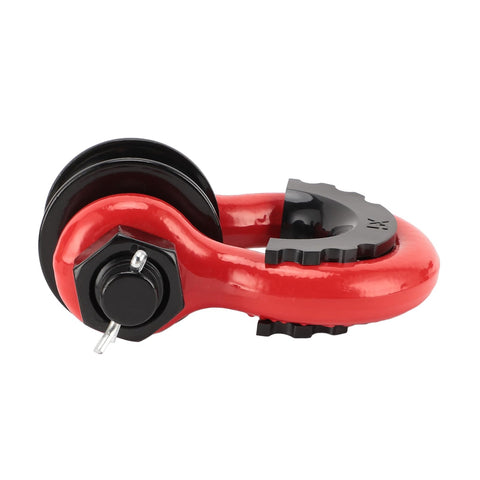 34 Inch Heavy Duty Off Road Recovery Shackle With Pulley 2 Pack, 18 Ton Load Capacity, Carbon Steel With Rubber Coating