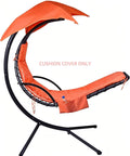 Replacement Cushion Cover For Hanging Lounge Chair And Outdoor Hammock Chair With Easy Zip And Secure Strap in orange.