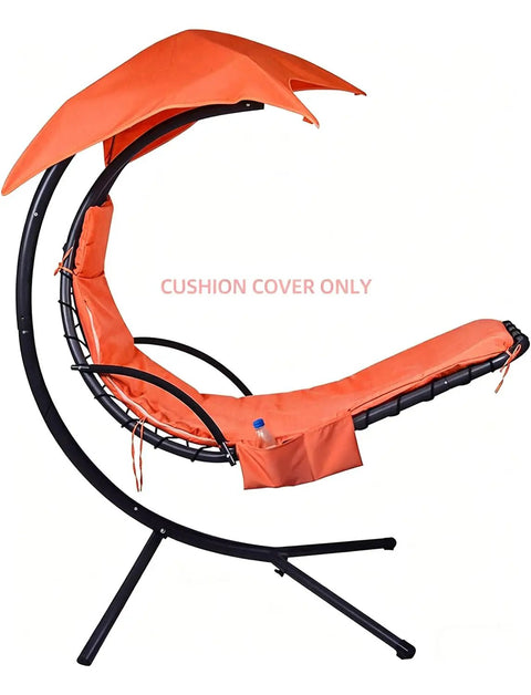 Replacement Cushion Cover For Hanging Lounge Chair And Outdoor Hammock Chair With Easy Zip And Secure Strap in orange.