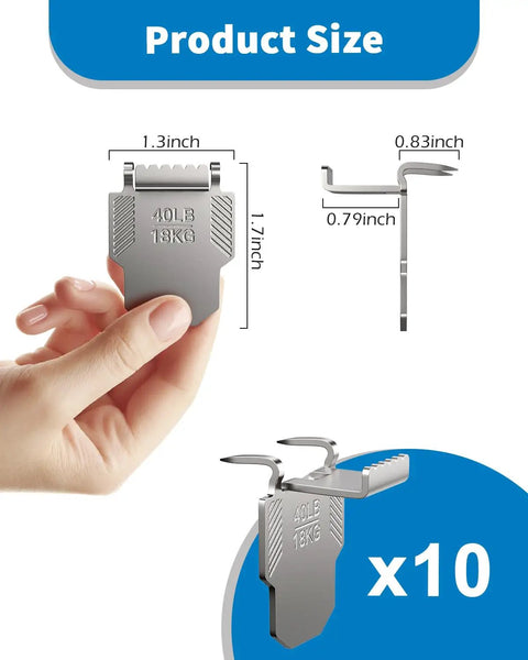 Heavy Duty Drywall Canvas Hangers And Claw Hooks Damage Free Picture Hanging Kit Secures Forty Pounds quickly, size and steel construction details.