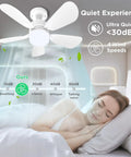 Easy Peasy 19 Inch Screw In Ceiling Fan Light Kit With Remote Control Dimmable Led Bulb And Sleek Five Blade Design in bedroom.
