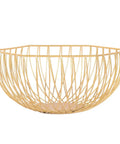 Golden Iron Fruit Basket For Fruits And Vegetables With Draining Water Feature And Geometric Wire Design Stackable Storage Organizer