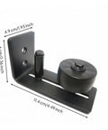Rock Solid Heavy Duty Sliding Barn Door Floor Guide With Matte Dark Metal Finish, adjustable steel base, dimensions shown.