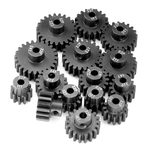 Hardened 32P Pinion Gear Set For 1/10 RC Cars 0.8 Metric Pitch 3.175mm Shaft Includes 10T 11T 12T 13T 14T Pinions
