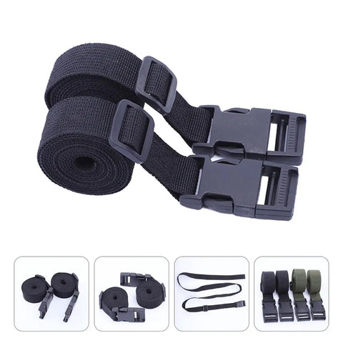 Heavy Duty Camping Lashing Straps with Nylon Quick Release Buckles in rolled and unrolled views for securing gear