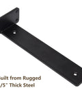 Beefy Heavy Duty Floating Shelf Brackets 6 Inch L Shaped Steel Wall Mounts Black Powder Coat Industrial One Fifth Inch Thick Supports Mantels