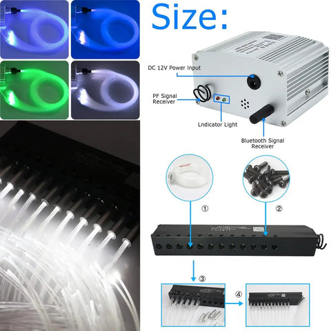 Lit Twinkle 10W RGBW Fiber Optic Starlight Lights With 450 Strands Meteor Shooting Star Effects Sound Activated components view