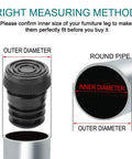 Diagram showing measurement guide for installing 1 Inch Furniture Leveling Feet Set, 25mm OD Round Insert Adjustable Levelers.