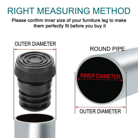 Diagram showing measurement guide for installing 1 Inch Furniture Leveling Feet Set, 25mm OD Round Insert Adjustable Levelers.