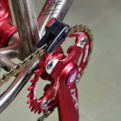 Chain Guide For 30-40T Narrow Wide Chainring Direct Mount Guard ISCG 03 Aluminum Beefy No Drop Bike Accessory in use on a bike.