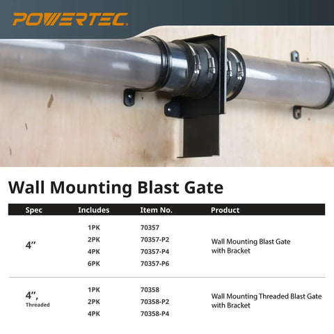 4 Inch Wall Mount Blast Gate With Bracket For Dust Collection System Direct Air To Specific Machines In Your Shop And Prevent Air Bypass Durable Wall Mounted Dust Collector Accessory 1 Pack installed on a wooden wall with attached duct.