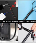 10m Black Spiral Cable Sleeve For Pet Proof Cord Management And Desk Wire Protection Kit shown with cables