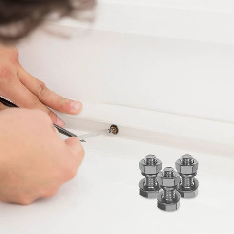 Person using Stainless Steel M6 Carriage Bolts Nuts And Flat Washers Kit, 20 Pieces, 16mm Thread Length for DIY project