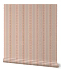 Fresh Peach Floral Stripe and Silver Metallic Wallpaper with textured stripe pattern, 2FT x 27FT size, eco-friendly design.