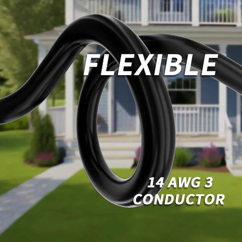 Flexible Beefy Outdoor Extension Cord 100 Ft 14 AWG SJTW Waterproof With Lighted Indicator Cold Weather Rated To -40C