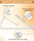 55 2 Attic Ladder Hinge Arms With Springs Heavy Duty Galvanized Replacement Parts For Attic Ladders Mk5 WU2210 W2208 W2210 Models Made After 2010 as seen with smoother connection and rust prevention features displayed.