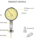 High Precision Dial Indicator With 0 To 0.8mm Range And 0.01mm Resolution Aluminum Pro Grade Gauge Featuring Dovetail Clamp And Storage Case