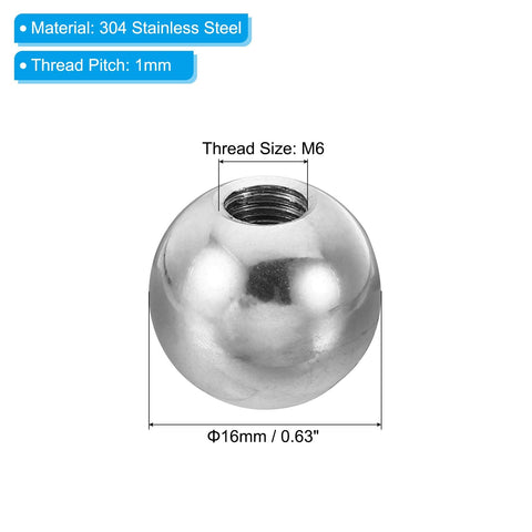 M6x16mm Ball Nuts Knob 2 Pack 304 Stainless Steel Round Blind Hole Screw Cap Cover for lighting and hardware
