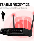 VM304 VHF Wireless Microphone System With Four Handheld Mics And XLR Outputs, dual antennas for stable reception at 80 meters