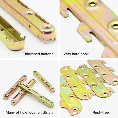 Premium Steel Bed Rail Brackets And Frame Hardware For Wooden Headboards Footboards Quick Install Kit features thickened steel connectors.