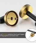Close-up of black gold wall mounts in 5 Piece Black Gold Bathroom Hardware Set with 16 Inch Towel Bar, stainless steel build.