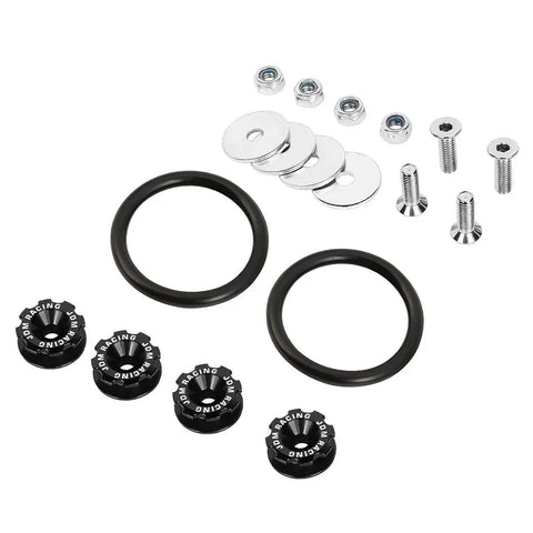 Bumper Trunk Quick Release Fastener Kit Black Aluminum Set For Easy Front And Rear Removal Aircraft Grade Construction Includes 4 Fasteners Drilling Required For Bumper And Fender parts displayed
