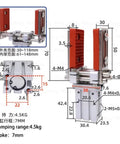 Diagram of Finger Cylinder Adjustable Telescopic Frame Mechanical Arm Fixture with dimensions and specifications shown