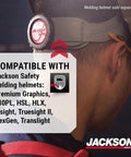 370 Speed Dial Replacement Headgear For Welding Helmets With Oversized Adjuster Knob, shown installed on helmet side view.