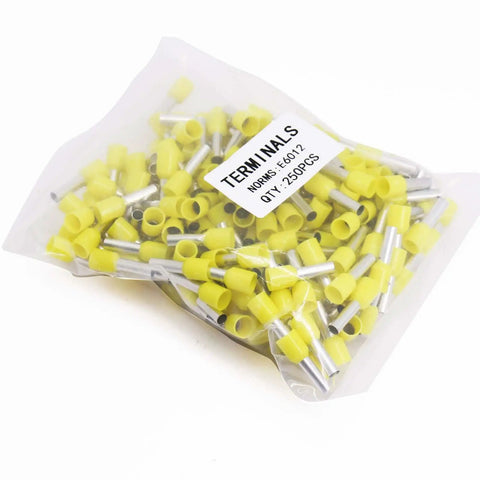 Yellow 10AWG Wire Ferrules Kit With 250 Pcs Copper Nylon Terminal Connectors For Electric, Industrial And Control Systems