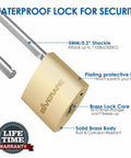 Two Pack Keyed Padlocks With Keys, Extra Long 2-3/8 Inch Shackle, Solid Brass Copper Body, Waterproof Outdoor Lock For Warehouse, Toolbox, Hasp, Gym, Locker, Sheds, Built Tough And Weatherproof in gold finish