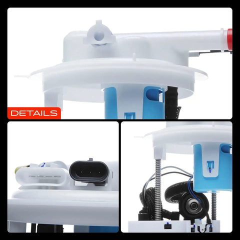 Badass Electric Fuel Pump Module Assembly With Pressure Sensor Designed To Plug And Play With Chevy Uplander 2008 Through 2009 39L V6 Engine, showcasing wiring and components.