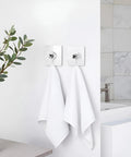 No Drill Wall Hooks Set Of 10 Heavy Duty Adhesive Hangers For Kitchen Bathroom And Home Damage Free Picture Hanging Hardware With Removable Non Marking Tape Easy Install Reusable Holds Towels Keys Mugs And More on white bathroom wall with towels